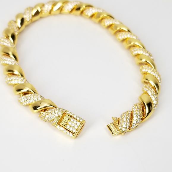 NWT 18K Gold Rope Chain Micro Pave CZ Bracelet - Picture 12 of 14